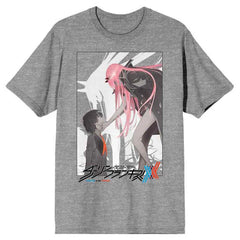 Mens Darling in The Franxx Anime Cartoon Grey Graphic Tee T-Shirt