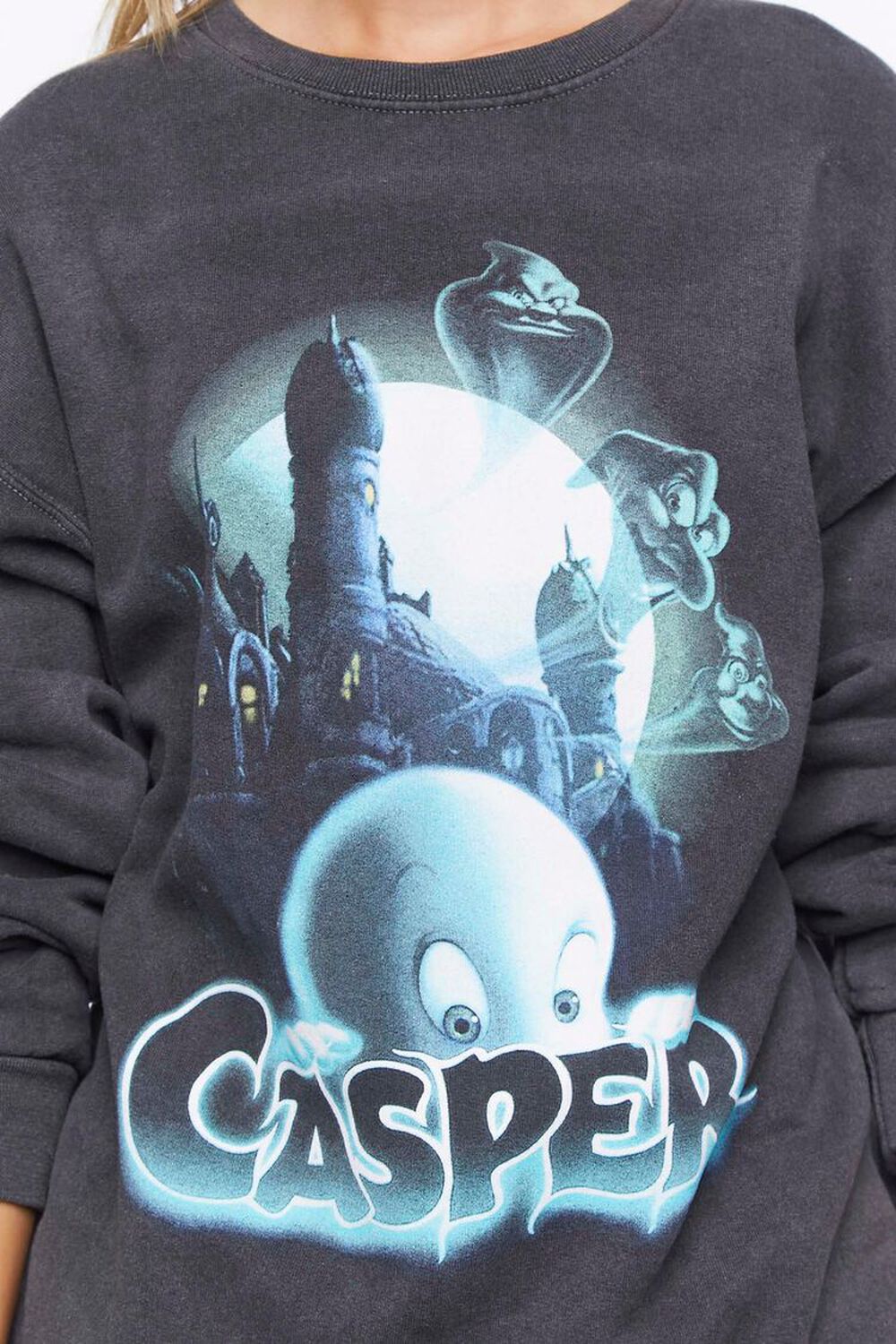 Womens Charcoal Casper Graphic Pullover Sweater