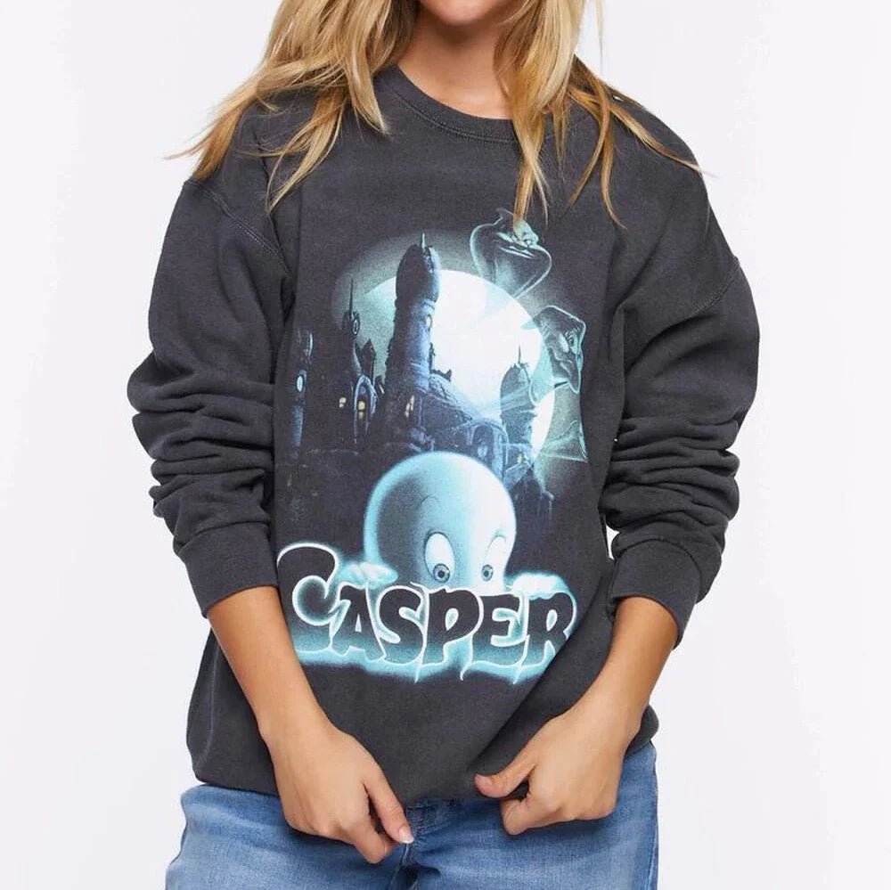 Womens Charcoal Casper Graphic Pullover Sweater