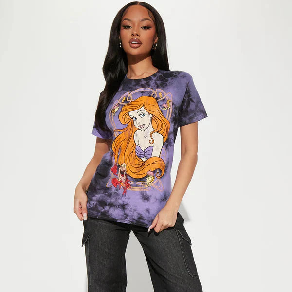 Women Juniors' The Little Mermaid Tie Dye T-Shirt