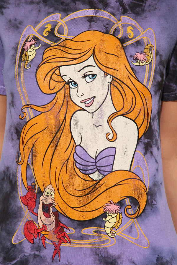 Women Juniors' The Little Mermaid Tie Dye T-Shirt