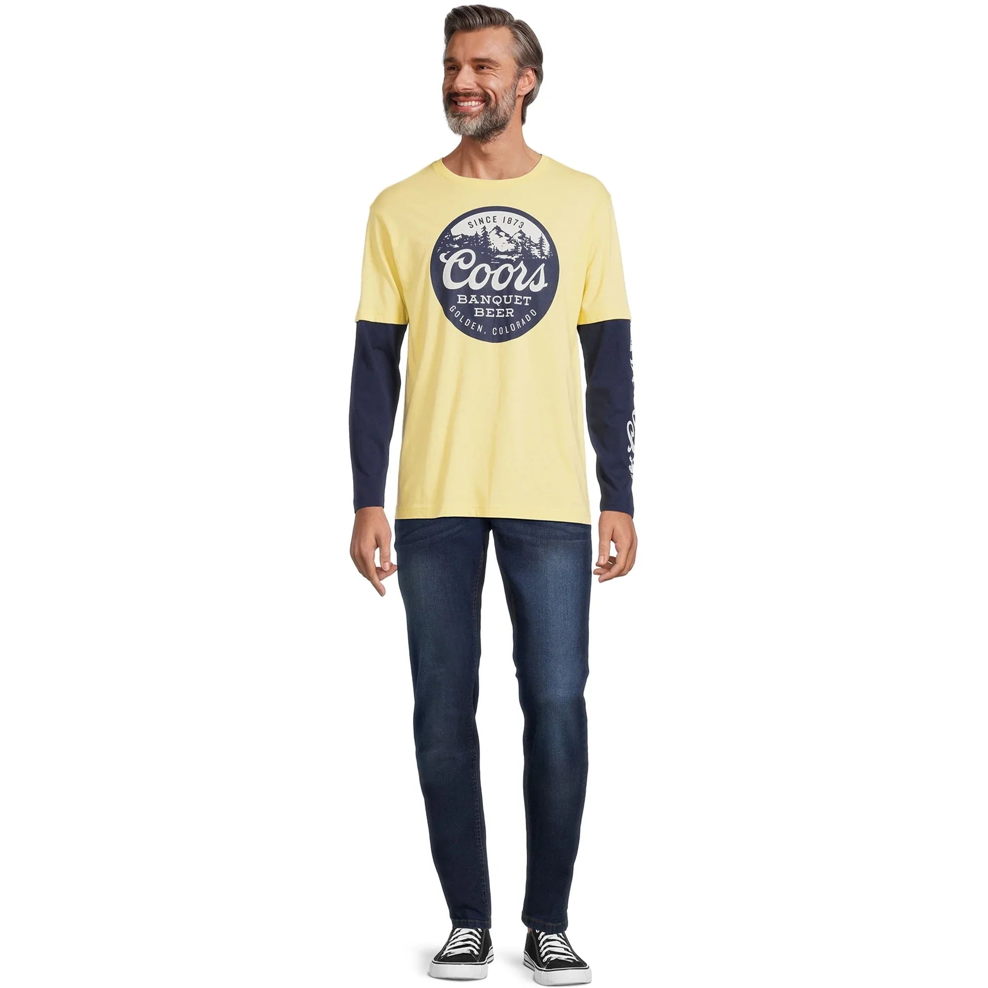 Men's Coors Beer Long Sleeve Graphic T-Shirt and Beanie Hat Gift Set