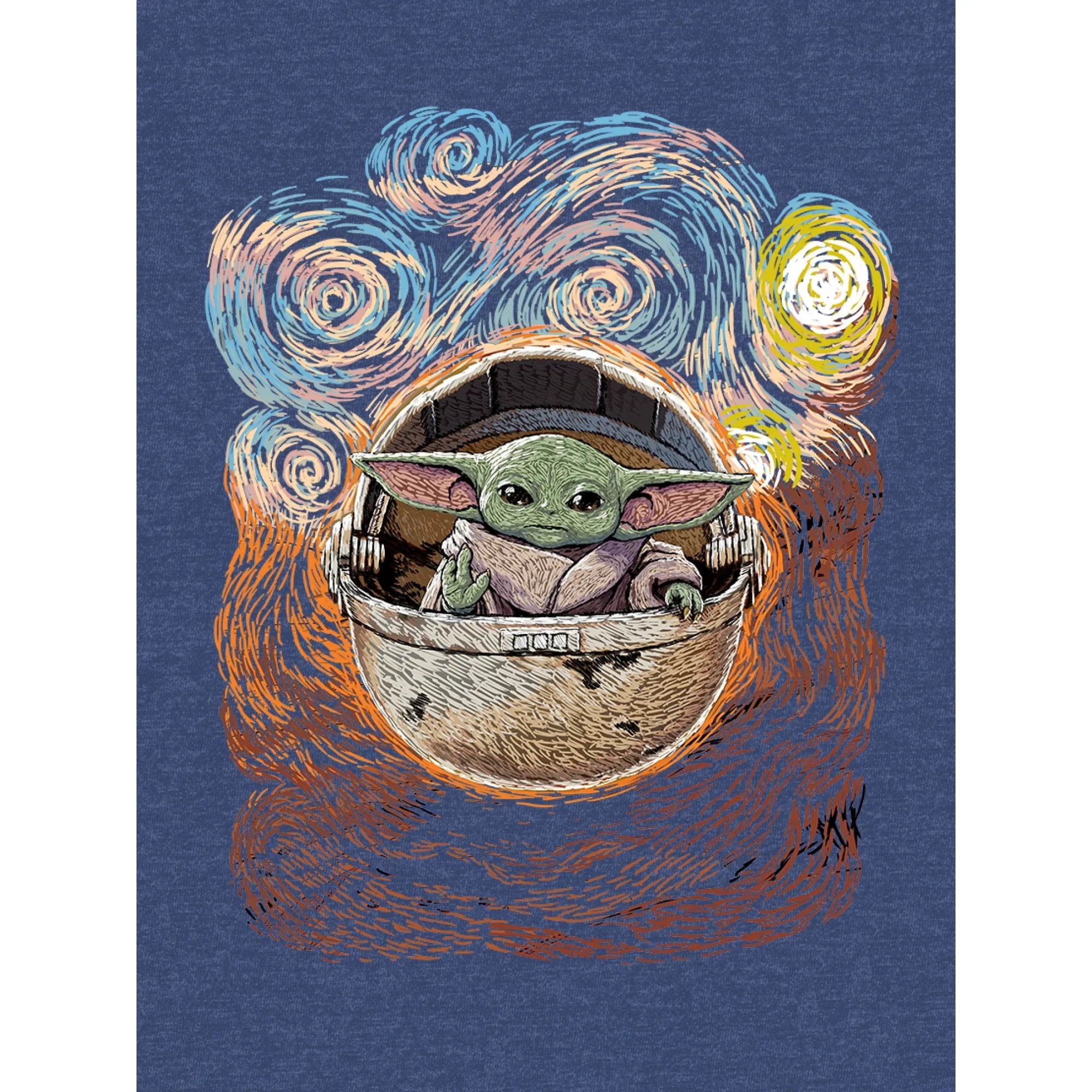 Men's Star Wars Baby Yoda Starry Night Graphic Tee T-Shirt