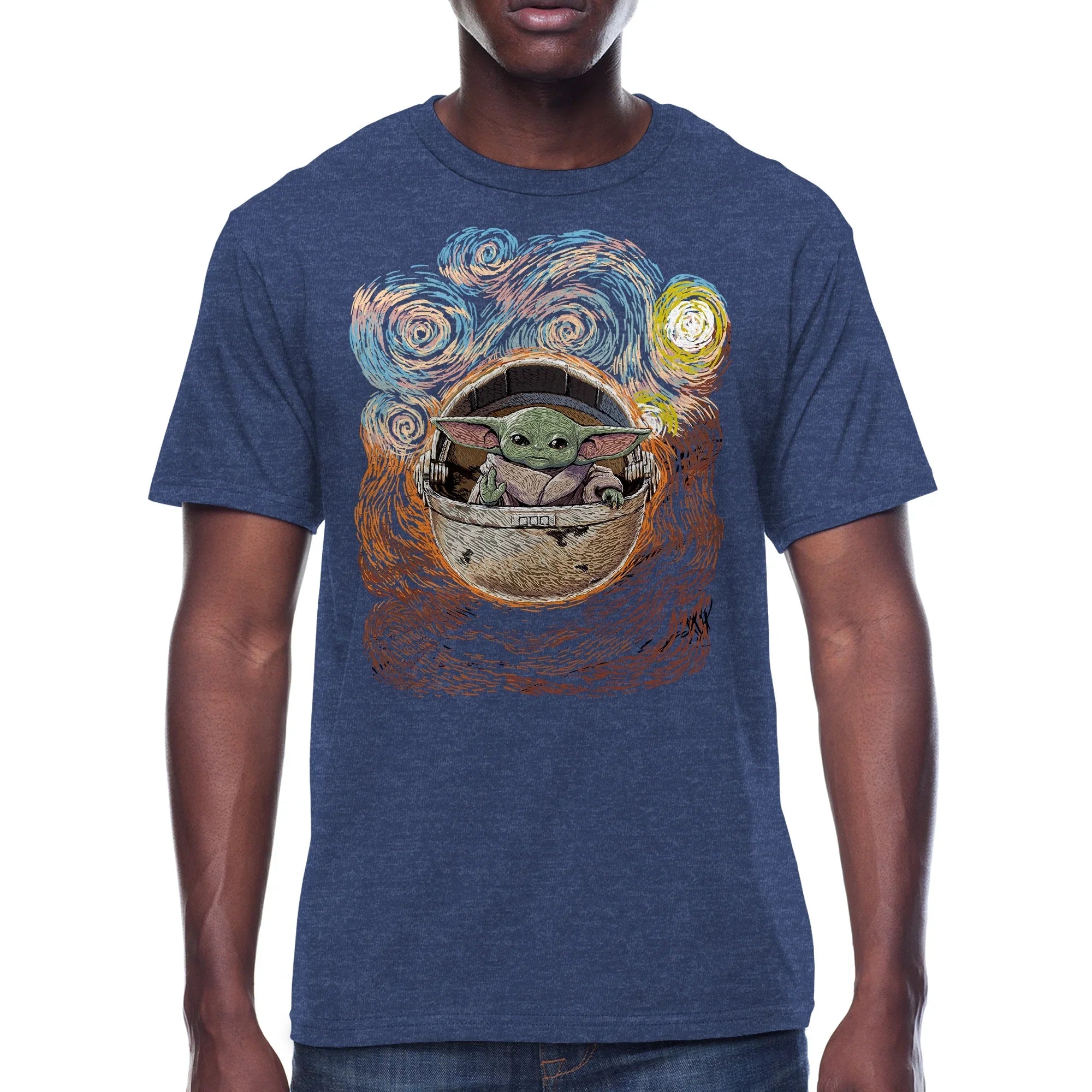Men's Star Wars Baby Yoda Standing & Starry Night Graphic T-Shirts, 2-Pack