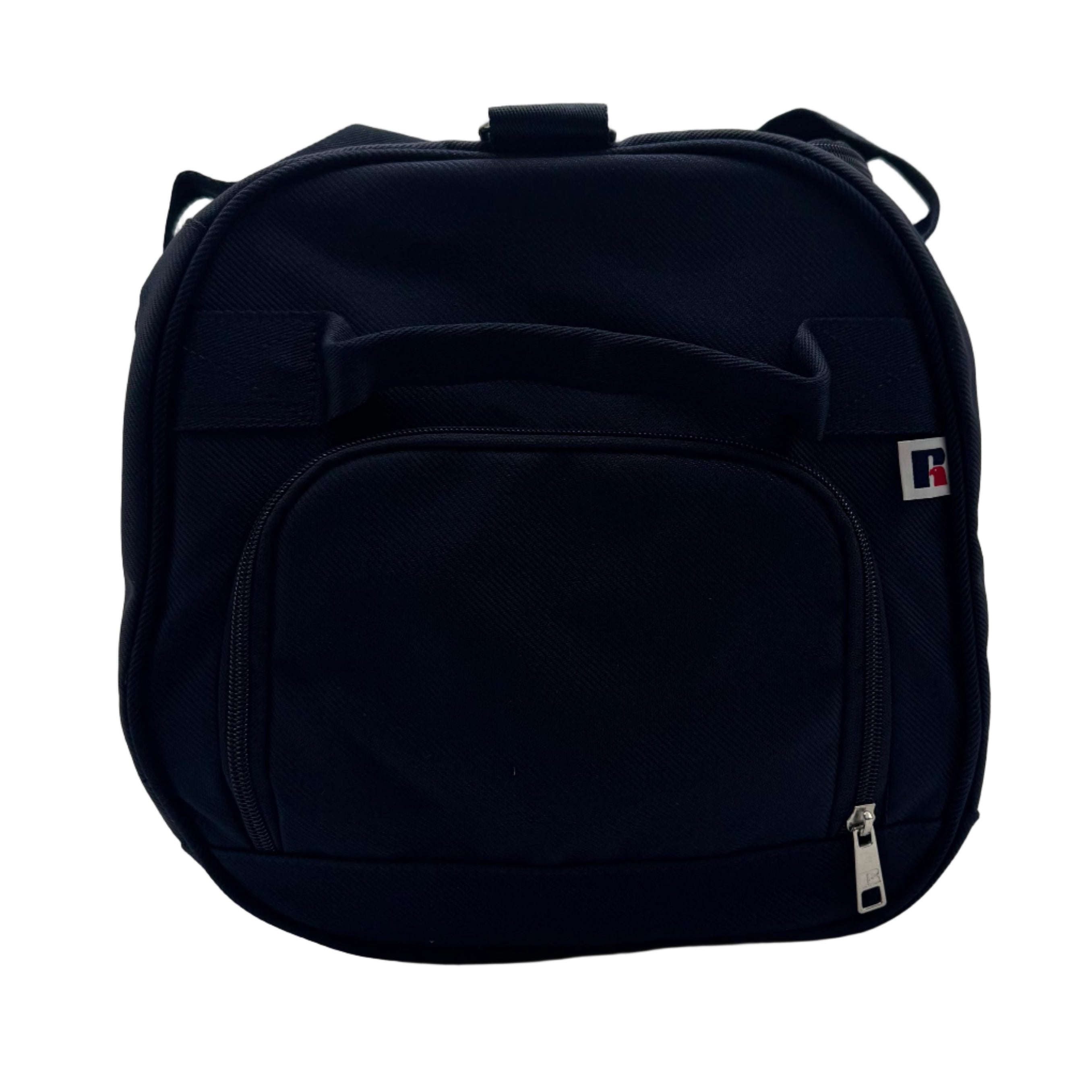 Black backpack on a white background