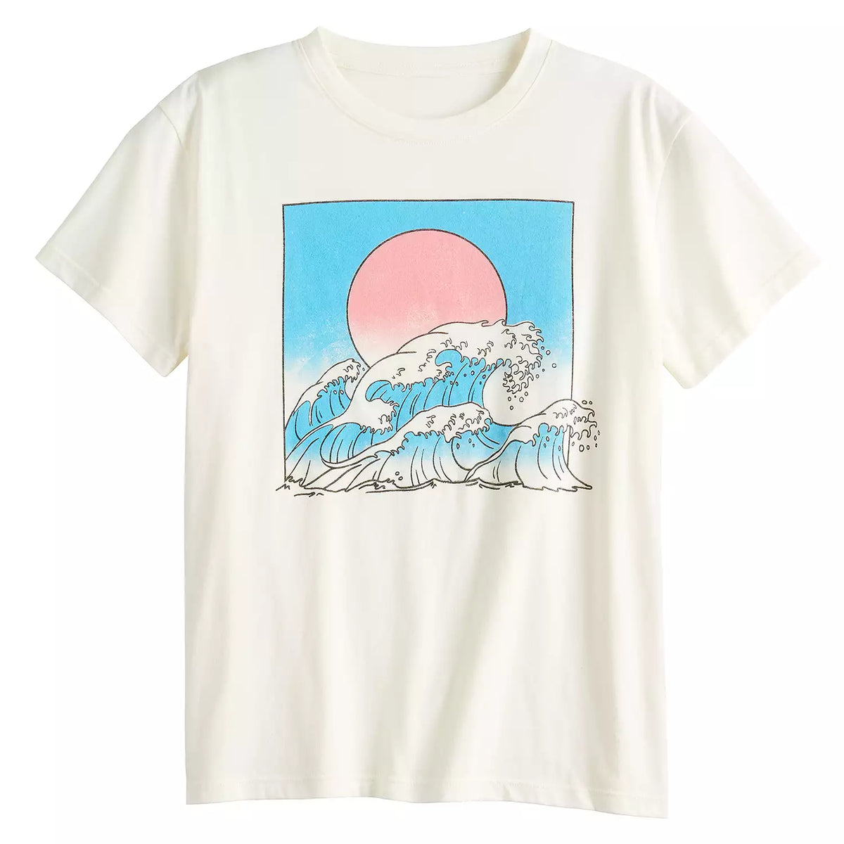 Women Juniors' Crashing Waves Graphic Tee T-Shirt