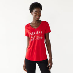 Women's Celebrate Together™ Red Believe Holiday Tee T-Shirt - Rex Distributor, Inc. Wholesale Licensed Products and T-shirts, Sporting goods,