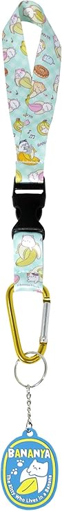 Bananya Wristlet Keychain | Bananya Cat Wrist Lanyard For Key, Wallet, Cell Phone, ID Badges