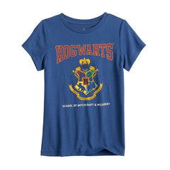 Girls Blue Harry Potter Hogwarts Logo Graphic Tee T-Shirt - Rex Distributor, Inc. Wholesale Licensed Products and T-shirts, Sporting goods,