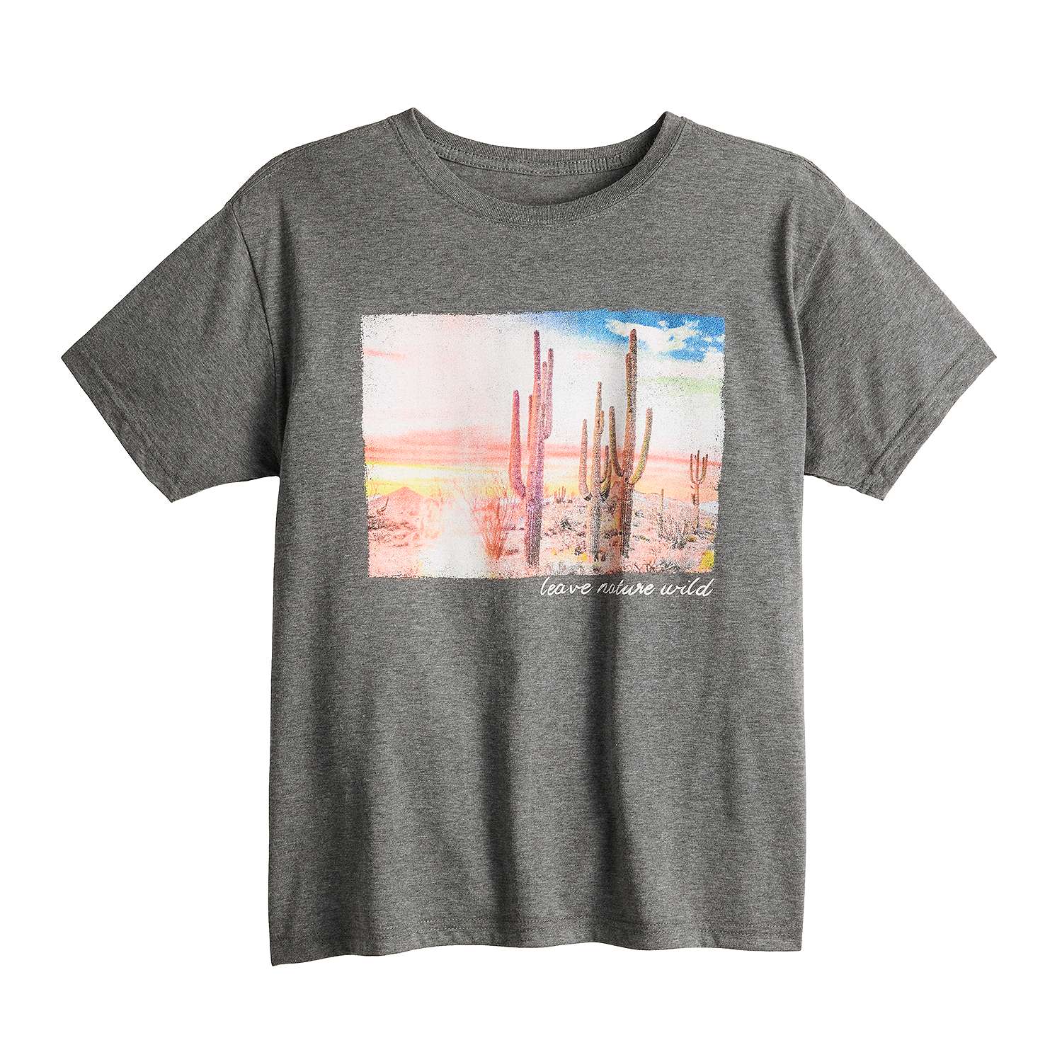 Women Juniors' "Leave Nature Wild" Desert Cactus Graphic Tee