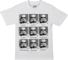 Boy's White Star Wars Stormtrooper Emotions Graphic Tee T-Shirt