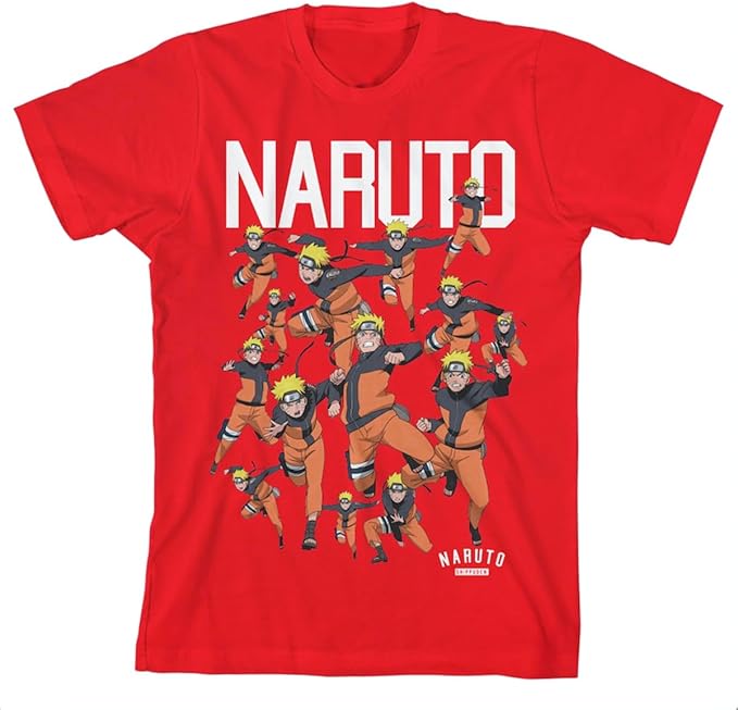 Youth Boys Naruto Shippuden Shadow Clone Tee T-Shirt Red