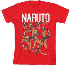 Youth Boys Naruto Shippuden Shadow Clone Tee T-Shirt Red