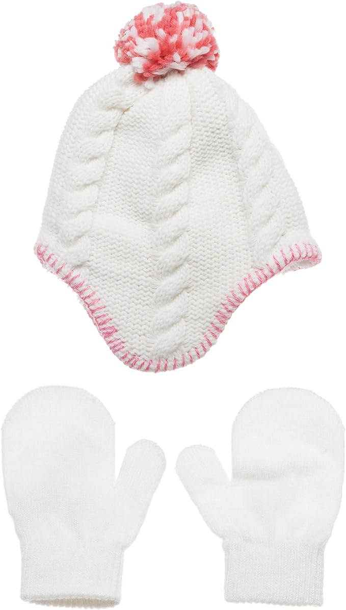 Hanes Cable Knit Pilot Hat Mitt Set 2T-4T