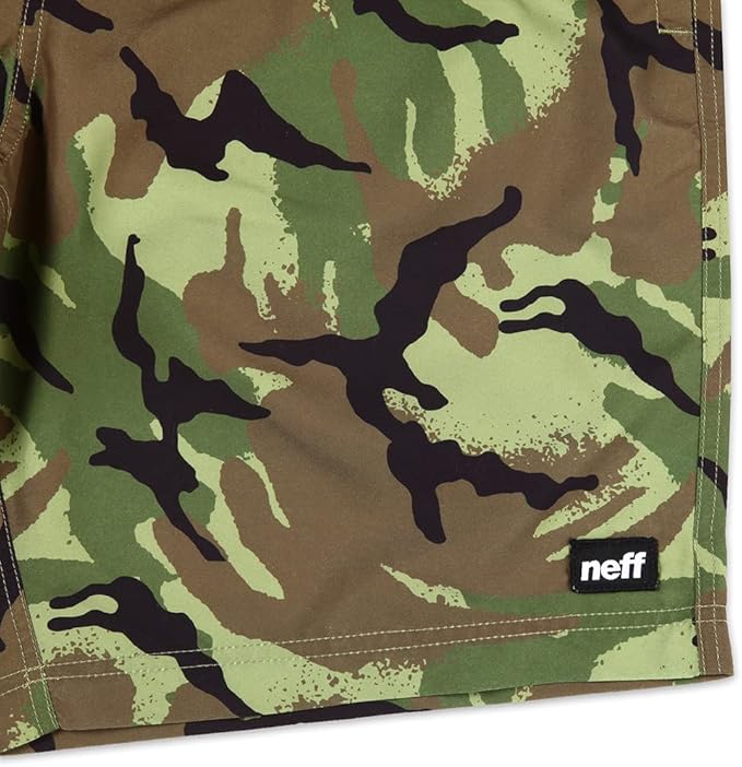 NEFF Men's Standard 9" Quick Dry Swim Trunks with Lining Camo