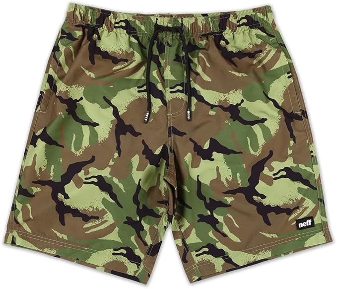 NEFF Men's Standard 9" Quick Dry Swim Trunks with Lining Camo
