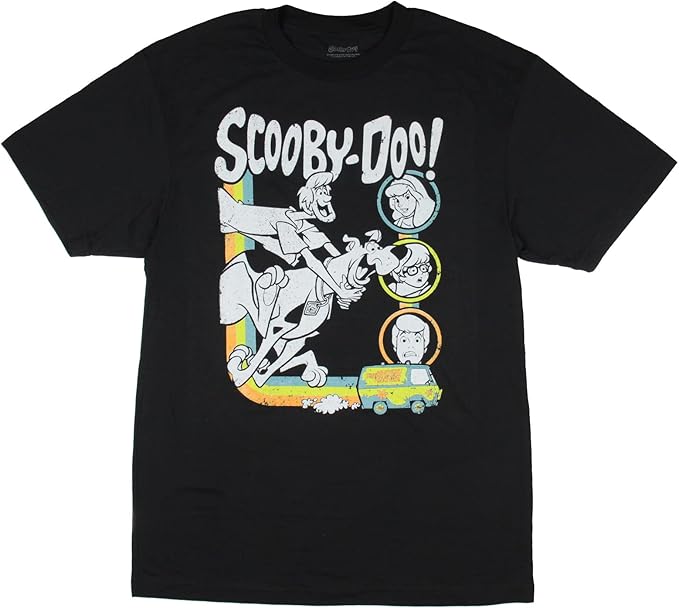 Black t-shirt with Scooby-Doo graphic design on a white background