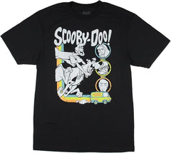 Black t-shirt with Scooby-Doo graphic design on a white background