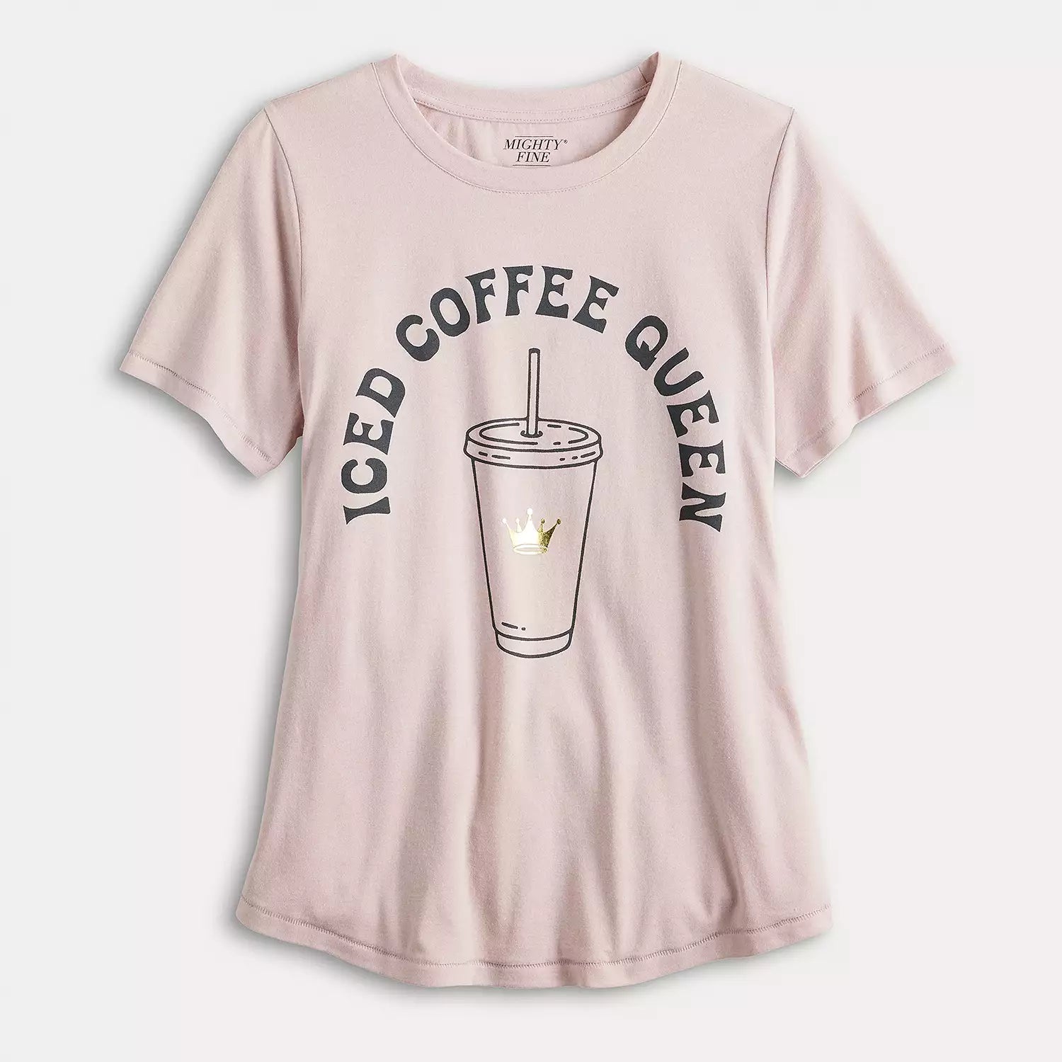 Women Junior's Missy Iced Coffee Queen Graphic Tee T-Shirt Purple