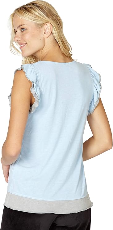 Women's Short Sleeve Scoop Neck Ruffle Sleeve Top