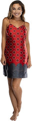 Women's Border Print Sleep Chemise Red