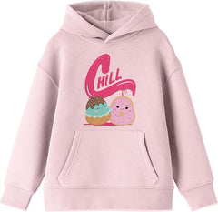 Squishmallows May & Dabria Chill Girl's Cradle Pink Long Sleeve Hooded Sweatshirt
