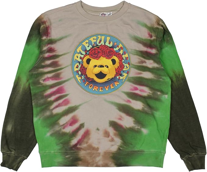 Grateful Dead Women's Forever Grateful Tie-Dye Crewneck Pullover Adult Sweatshirt