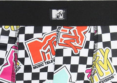 MTV Men's Music Television Allover Logo Checkered Adult Boxer Briefs Underwear