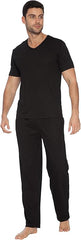 Mens Soft Knit Short Sleeve V-Neck Top Black
