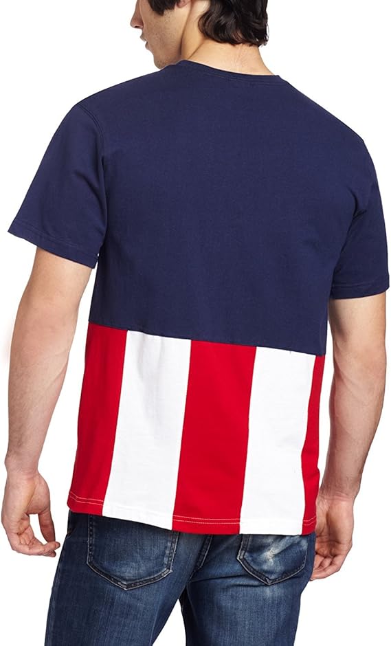 Men's Blue Captain America Cut & Sew Applique T-Shirt