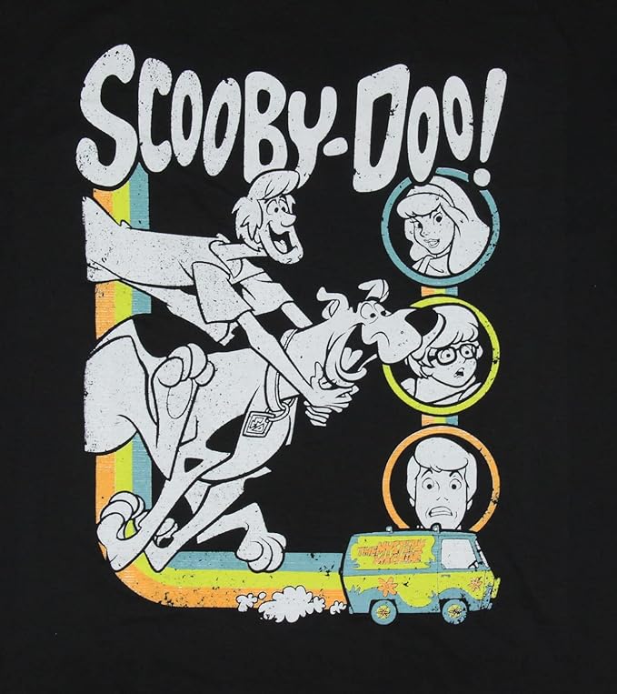Men's Distressed Scooby-Doo and Mystery Machine Graphic Tee T-Shirt