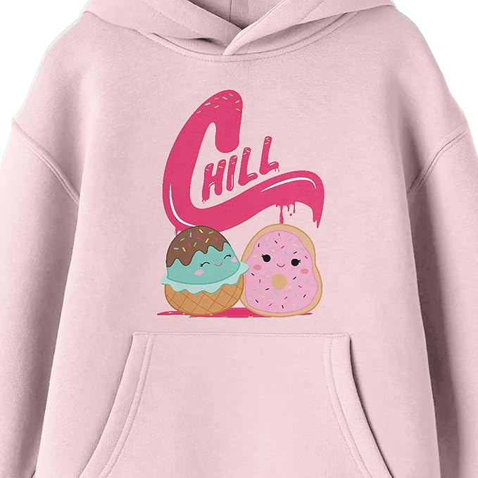 Squishmallows May & Dabria Chill Girl's Cradle Pink Long Sleeve Hooded Sweatshirt