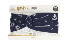 Navy blue headband with white patterns on a Harry Potter branded packaging