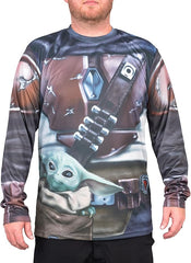 Men's Star Wars The Mandalorian Baby Yoda Long Sleeve Costume T-shirt