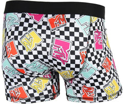 MTV Men's Music Television Allover Logo Checkered Adult Boxer Briefs Underwear