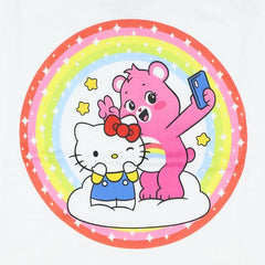 Hello Kitty and Friends x Care Bears Girls' T-Shirt Cheer Bear and Kitty Selfie Pose Kids Tee