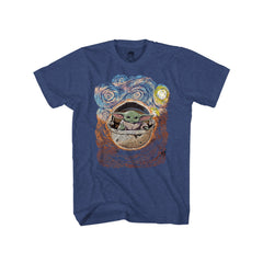 Men's Star Wars Baby Yoda Starry Night Graphic Tee T-Shirt