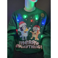 Men's Bluey Christmas Merry Everything Light Up Graphic Sweatshirt