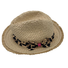 Nolan Originals Girls Infant Frayed Edge Fedora with Leopard Trim