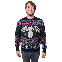 Adult Marvel Venom Symbol Knit Holiday Ugly Christmas Sweater