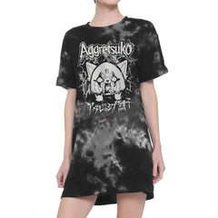 Aggretsuko Kanji Tie-Dye T-Shirt Dress