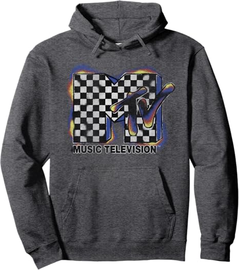 Men's MTV Music Television Burnt Checker Logo Pullover Hoodie