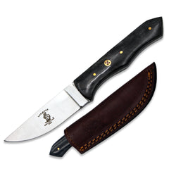 BC 884-BKBN 8" Bone Collector Black Bovine Bone Handle Hunting Knife with Leather Sheath