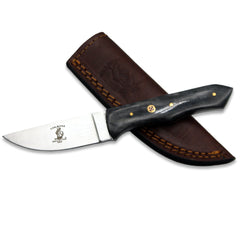 BC 884-BKBN 8" Bone Collector Black Bovine Bone Handle Hunting Knife with Leather Sheath