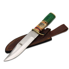 BC 889 12.25" Bone Collector Bovine & Pakkawood Handle Hunting Knife with Leather Sheath