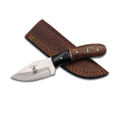 BC 894-D 7" Bone Collector Black & Rosewood Handle Hunting Knife with Leather Sheath