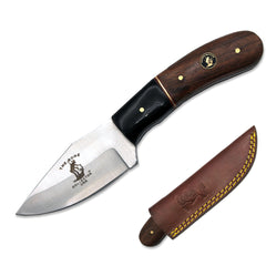 BC 894-D 7" Bone Collector Black & Rosewood Handle Hunting Knife with Leather Sheath