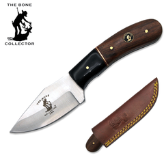 BC 894-D 7" Bone Collector Black & Rosewood Handle Hunting Knife with Leather Sheath
