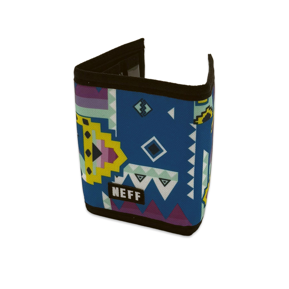 NEFF Blue Tribal Trifold Wallet Black Hook & Loop