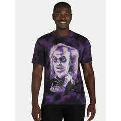 Men's Purple Acid Wash Beetlejuice Graphic Tee T-Shirt